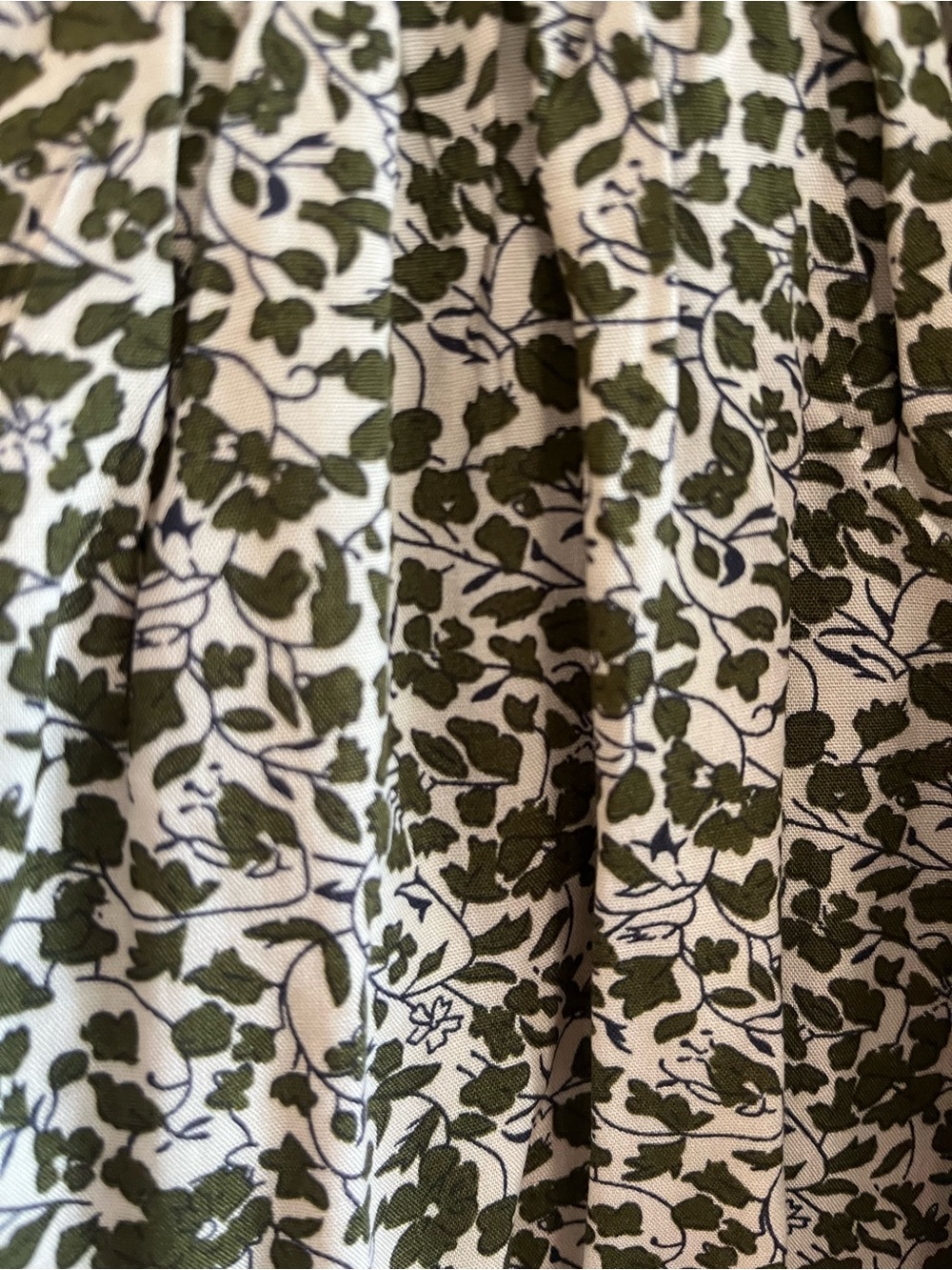 white birch Olive and Cream Floral Smocked Dress with Pockets - Picture 5 of 6